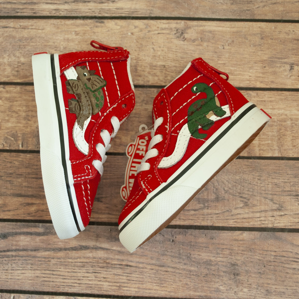 Dinosaur High Top Old School Kids Vans With love Paint