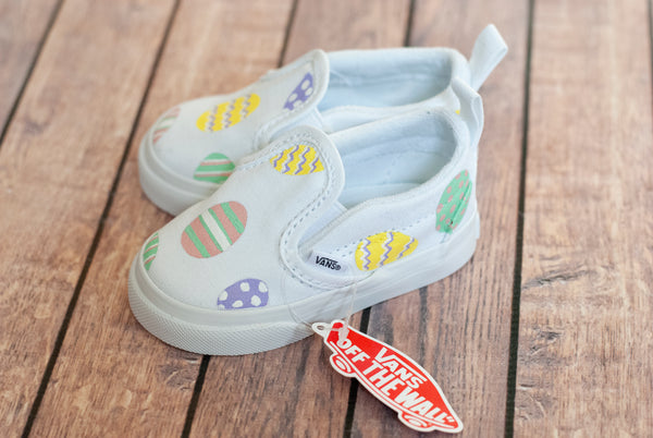 Hand Painted Easter Egg Slip On Vans
