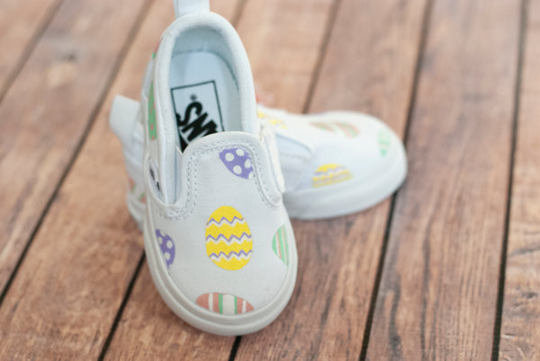 Hand Painted Easter Egg Slip On Vans