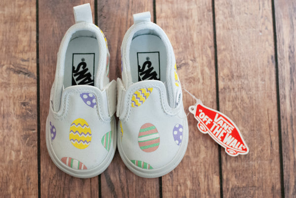 Hand Painted Easter Egg Slip On Vans