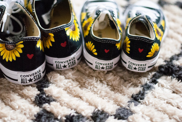 Sunflower Low Top Converse | Custom Sunflower Converse