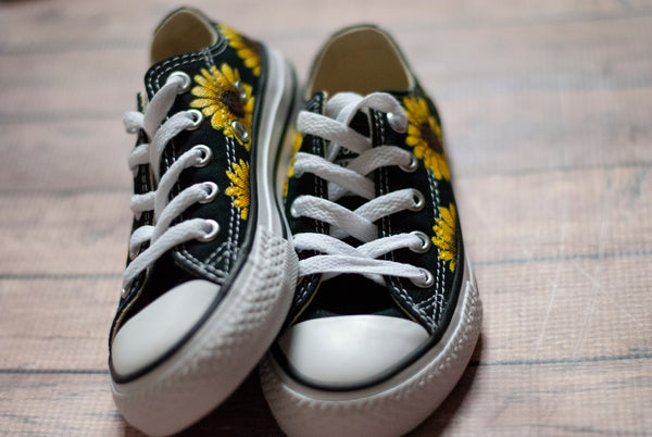 Sunflower Low Top Converse | Custom Sunflower Converse