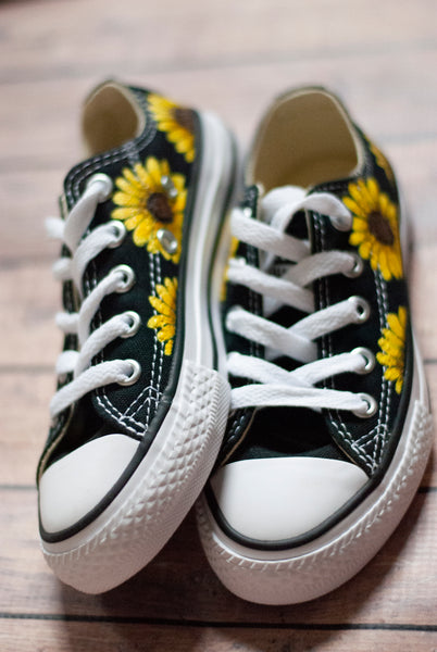 Sunflower Low Top Converse | Custom Sunflower Converse