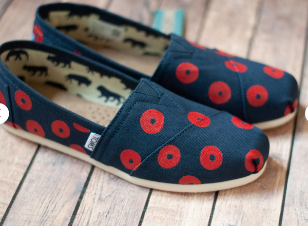 Hand Painted Red Donut Toms