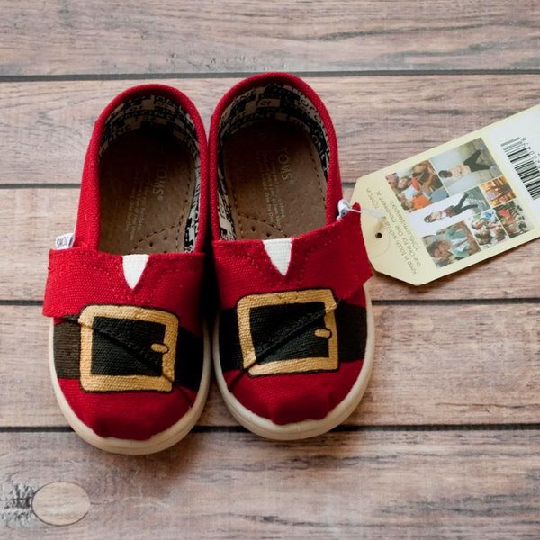 Santa Themed Hand Painted Toms | Santa Clause Toms