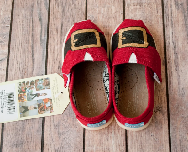 Santa Themed Hand Painted Toms | Santa Clause Toms
