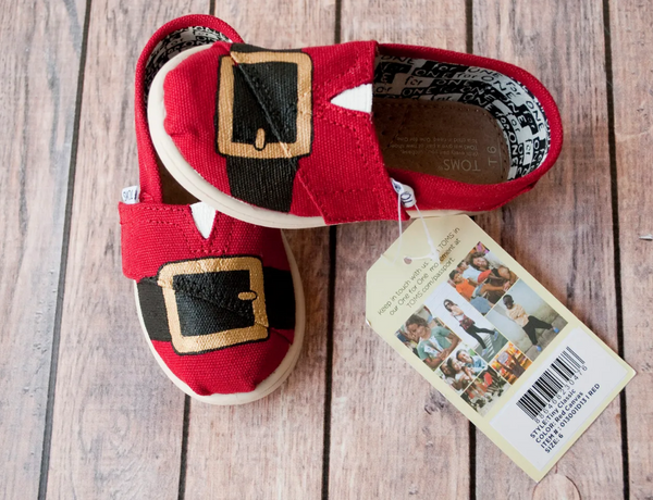 Santa Themed Hand Painted Toms | Santa Clause Toms