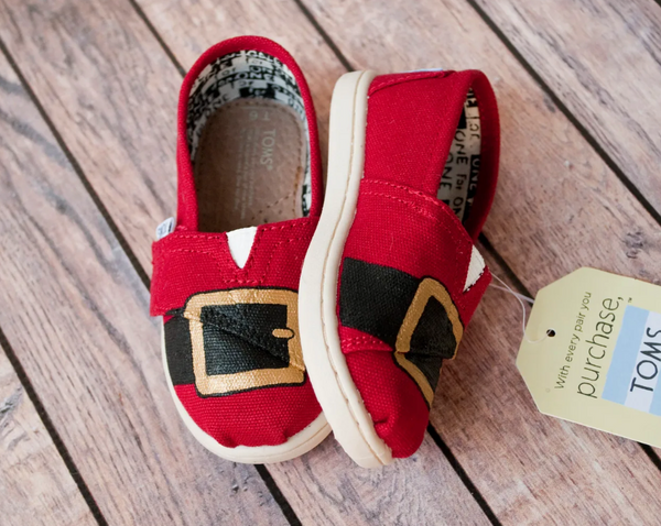 Santa Themed Hand Painted Toms | Santa Clause Toms