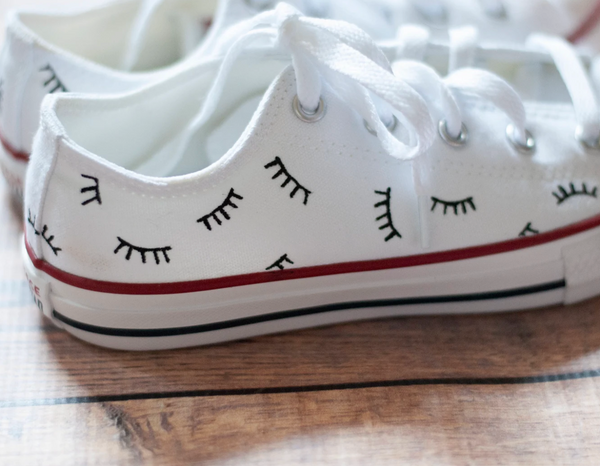 White Lash Converse || Hand Painted Converse