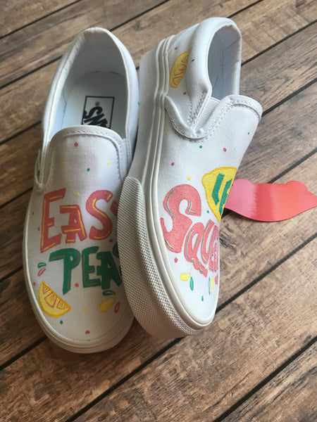 Easy Peasy Lemon Squeezy Hand Painted Vans | Lemon Painted Vans