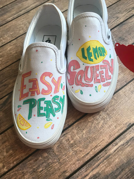 Easy Peasy Lemon Squeezy Hand Painted Vans | Lemon Painted Vans