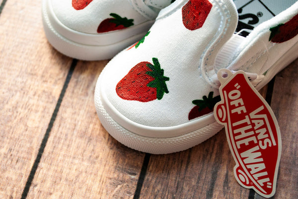 Strawberry Slip On Vans | Custom Painted Vans
