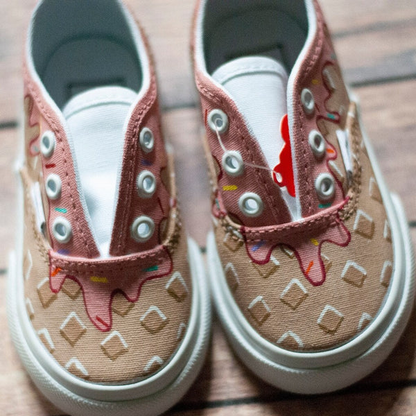 Ice Cream Cone Vans || Custom Painted Vans