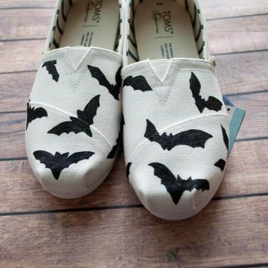 Halloween Bat Toms | Hand Painted Halloween Toms