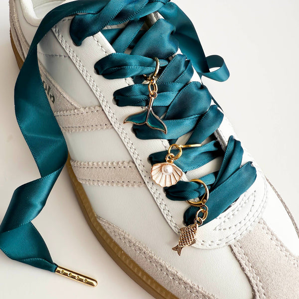 Shoe Charm and Lace Sets –  Shoelace Accessories: Navy Gingham/Evil Eye/Bolt/Feather