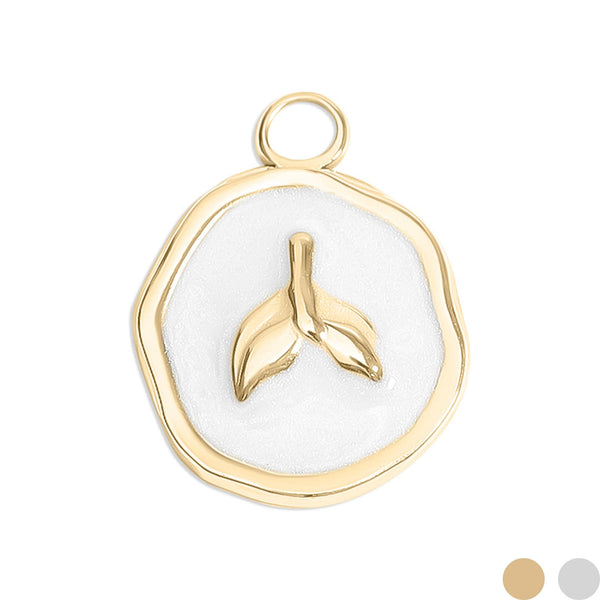 18K Gold PVD Whale Tail Epoxy Charm: Gold