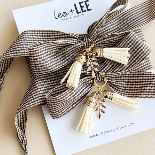 Shoe Charm and Lace Sets –  Shoelace Accessories: Navy Gingham/Evil Eye/Bolt/Feather
