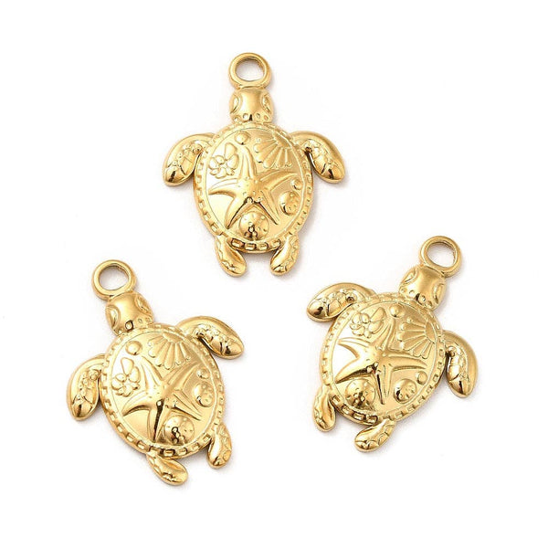 18k Gold Ion Plated Stainless Steel Turtle Charm