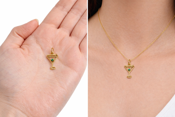 Gold Martini Drink Charm with Olive stick, CPG2909: 3pcs