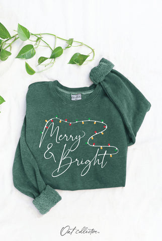 MERRY AND BRIGHT   Mineral Graphic Sweatshirt   : DUSTY FOREST / L