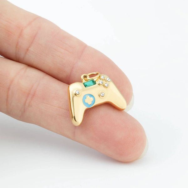 18K Gold PVD Stainless Steel Game Controller Charm: Gold