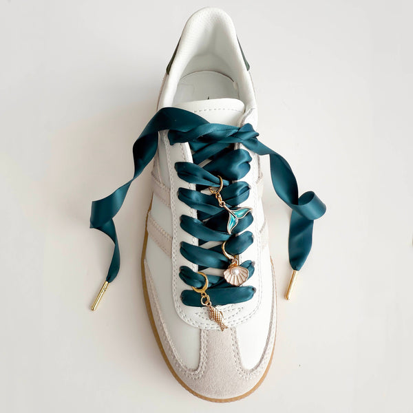 Shoe Charm and Lace Sets –  Shoelace Accessories: Navy Gingham/Evil Eye/Bolt/Feather
