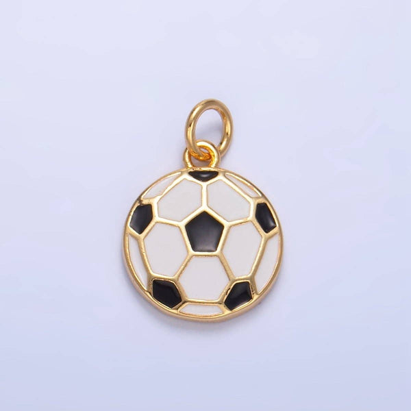 24K Gold Filled Sports Soccer Football Enamel Charm | W049