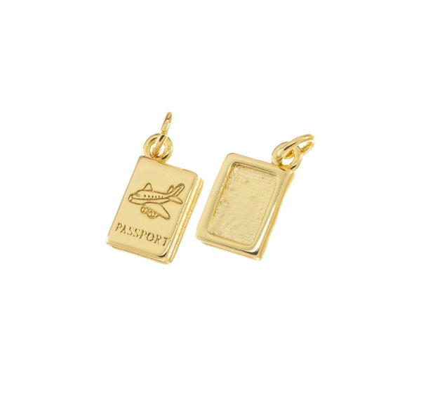 Airplane Passport Charm Aviation Gift for TravelersCPG769: Gold / 10pcs