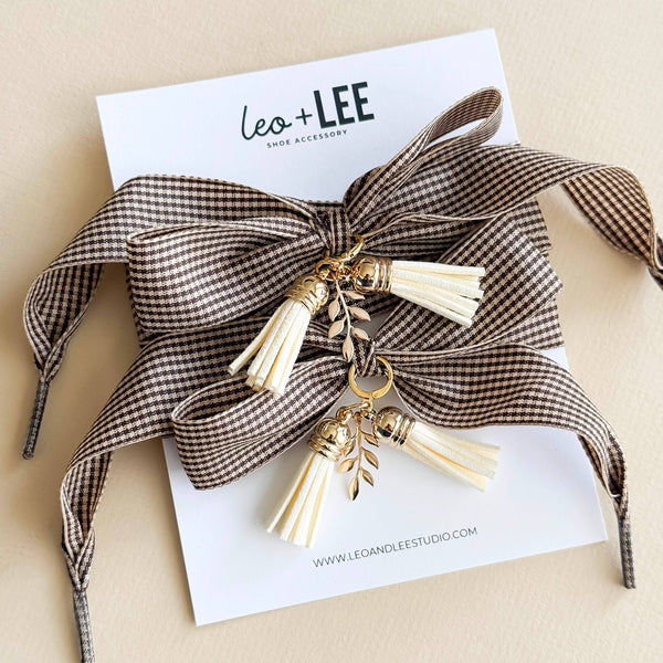 Shoe Charm and Lace Sets –  Shoelace Accessories: Navy Gingham/Evil Eye/Bolt/Feather