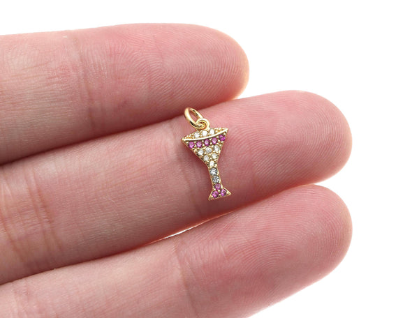 18k Gold Party Drink Cocktail Glass Charm Set CPG1543: 5pcs