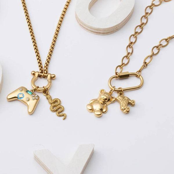 18K Gold PVD Stainless Steel Game Controller Charm: Gold