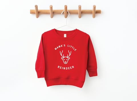 Mama's Little Reindeer Christmas Sweatshirt: Red / 4T