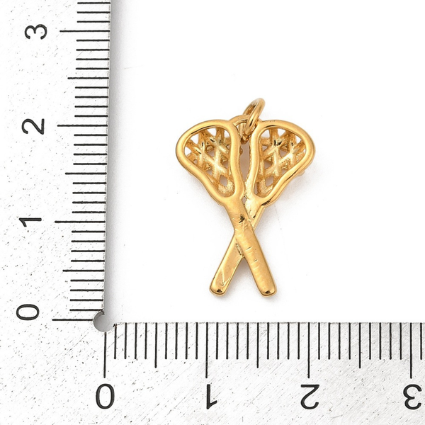 18k Gold PVD Stainless Steel Lacrosse Charm