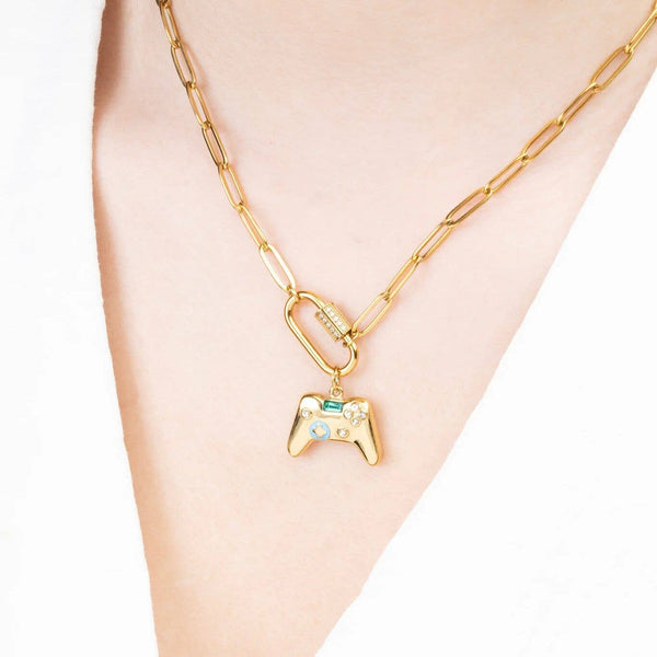 18K Gold PVD Stainless Steel Game Controller Charm: Gold