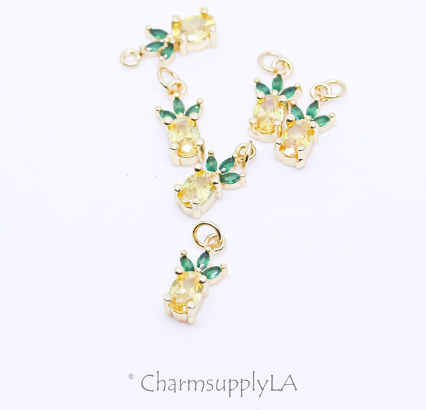 Gold Pineapple Charm Tropical Summer Vibe CPG346: 5pcs