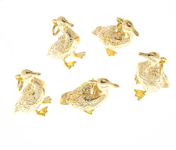 18k Gold/Silver 3D Baby Chick & Duckling Charm CPG-CPS2370: Gold / 5 pcs