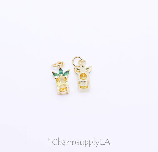 Gold Pineapple Charm Tropical Summer Vibe CPG346: 5pcs