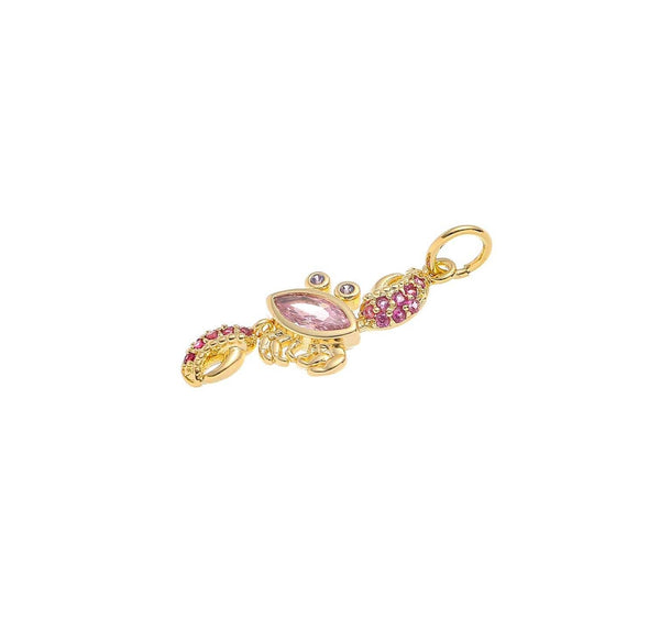 Gold CZ Crab Charm for Sealife Jewelry Making CPG1560: 3pcs