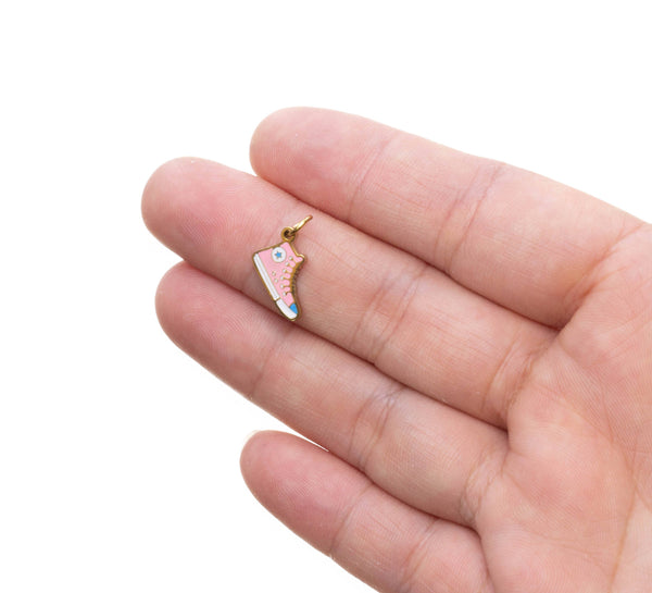Pink Gold Tennis Shoes Charm For Jewelry Making SSPG48: 6pcs