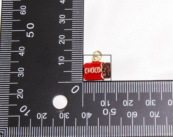 Gold Mini Chocolate Bar Charm for Jewelry Making, CPG2891: 3pcs