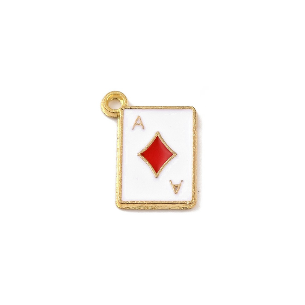 Gold Alloy Poker Card Charm: Diamond