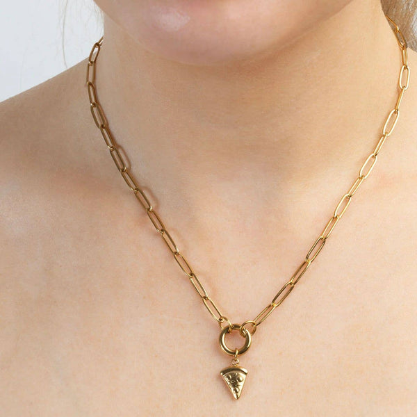 18K Gold PVD Stainless Steel Pizza Charm: Gold