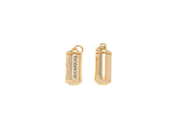 18k Gold Mini Cola Soda CZ Dangle Charm Pendant CPG1523: 3pcs