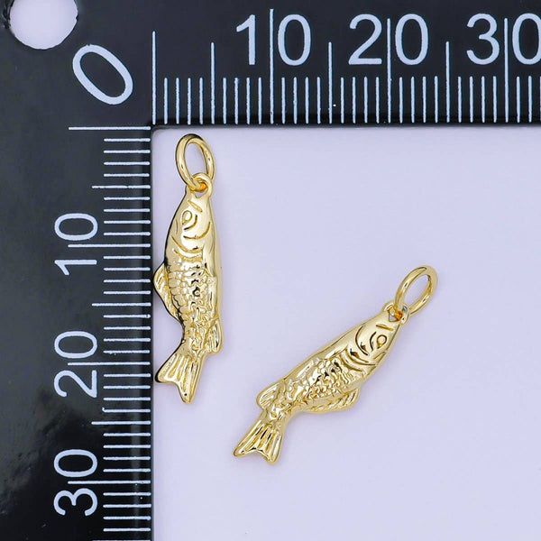 24K Gold Filled 19.5mm Aqua Sea Fish Charm | AJ-381