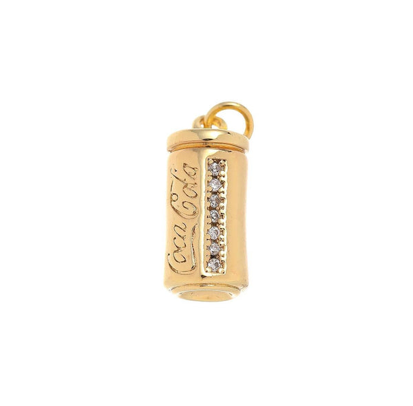 18k Gold Mini Cola Soda CZ Dangle Charm Pendant CPG1523: 3pcs