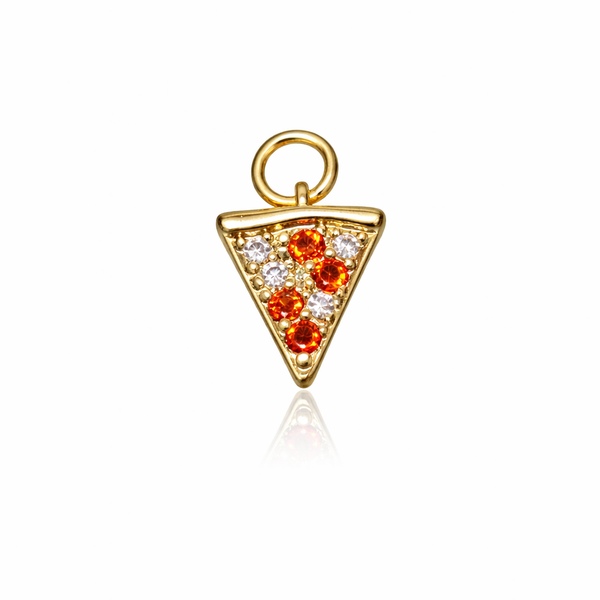 Gold Pizza Charm Pendant for Jewelry Making CPG2990: 3 pieces