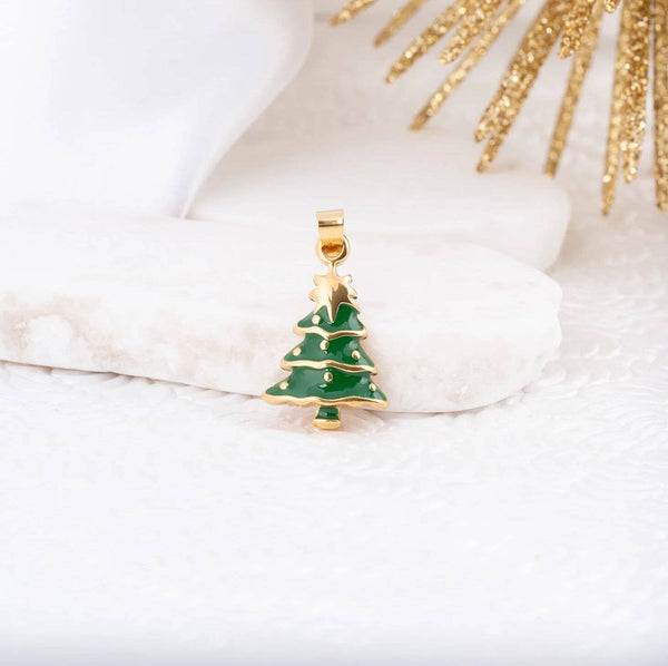 18k Gold PVD Stainless Steel Christmas Tree Charm: Gold