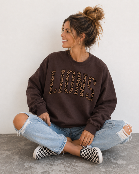 Custom Leopard Varsity Crewneck: Small / Sweatshirt