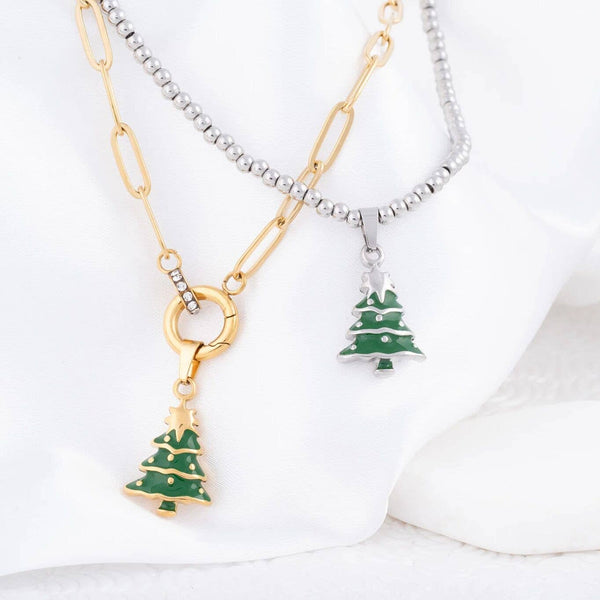 18k Gold PVD Stainless Steel Christmas Tree Charm: Gold