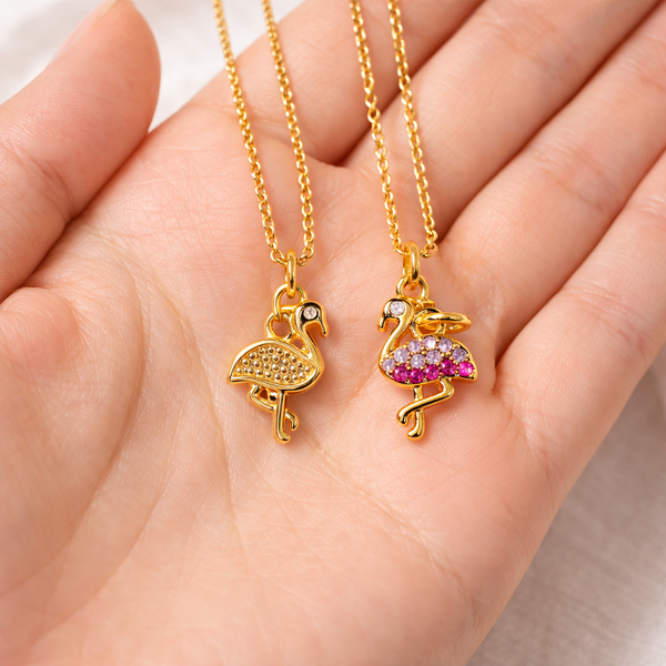 Gold Flamingo Charm with CZ for Necklace, Bracelet CPG2358: 3 pieces